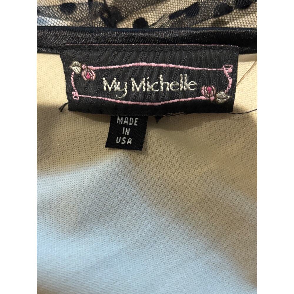 Vintage Dress sz S Black baby doll polka dot y2k Fairy overlay Whimsigoth witchy - Picture 13 of 15